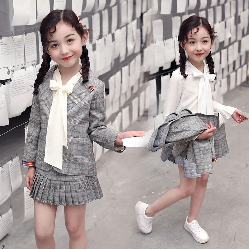 

Girl Clothing Set Spring Autumn Girls' College Style Three-Piece Set suit + skirt +shirt Girls Three-Piece Set girls clothes set