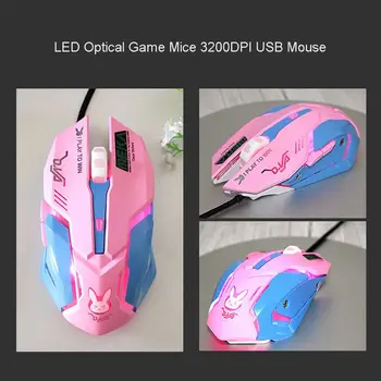 

Pink 3200DPI Wired Ergonomic Optical USB Computer Mouse for PC Laptop Notebook J6PB