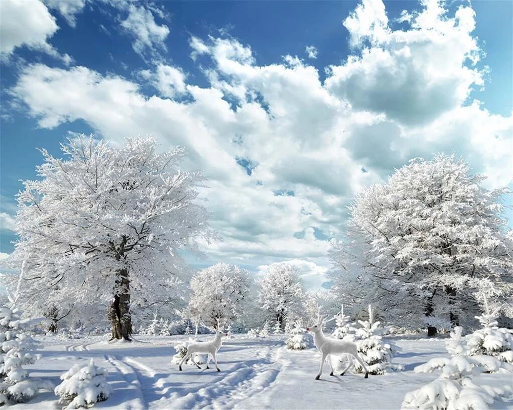 Beibehang-Custom-wallpaper-beautiful-snow-HD-Elk-living-room-TV-background-walls-home-decoration-restaurant-shop (2)