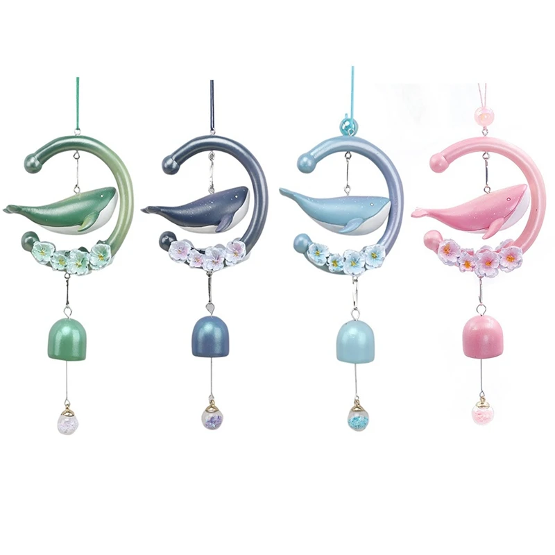 

Flower Sea Whale Wind Chime With Bell Wind Chime Bedroom Pendant For Living Room Decoration Child Girl Craft Gift Art Pendant