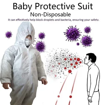 

Non-Disposable Protective Clothing Child Siamese With Cap Antistatic Waterproof Isolation Breathable Protective Coverall