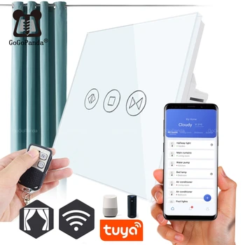 

Free Shipping EU Standard Electric Wall Curtain Switch Touch Remote Wifi app Control Smart Home Automation Open Smart Tuya App