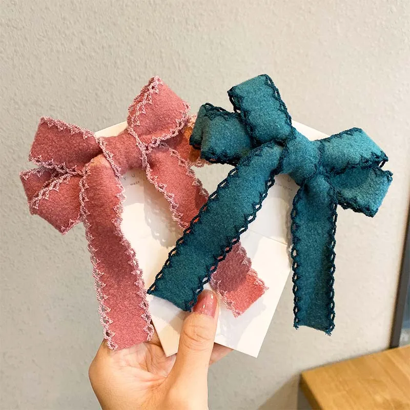 

Fashion Girls Cute Ribbon Bow Hairpins Sweet Solid Color Hairclips Hair Ornament Clips HeadWear Barrettes Hair Accessories