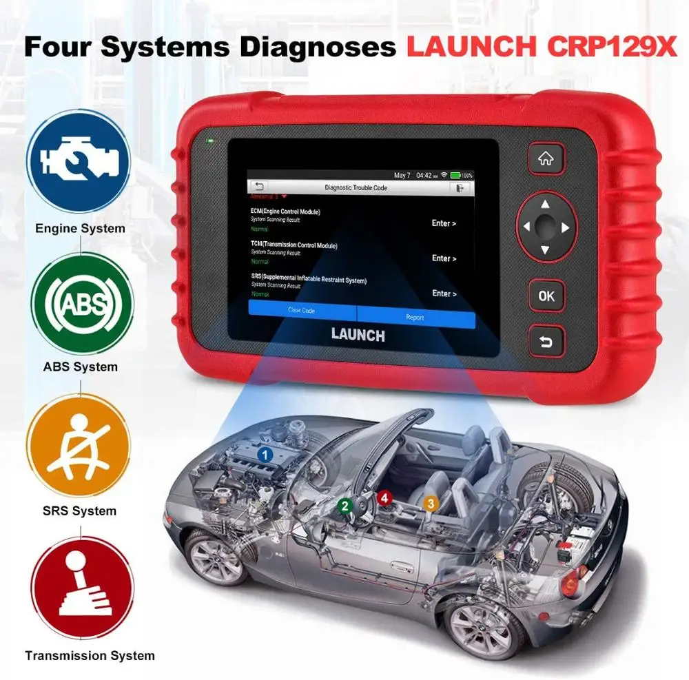 Сканер LAUNCH CRP129X OBD2 на базе Android сканер 4 системы диагностики сброс масла EPB/SAS/TPMS автомобильный инструмент PK