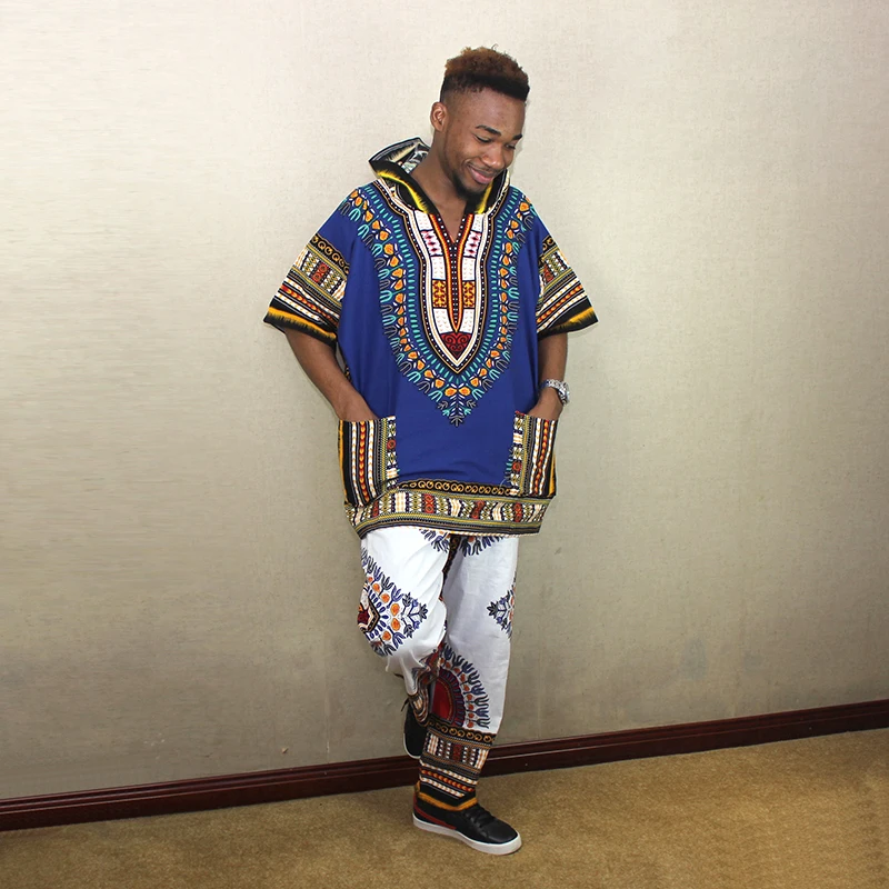 Модная хлопковая футболка унисекс с короткими рукавами и принтом Дашики в африканском стиле; топы с капюшоном - Цвет: As picture