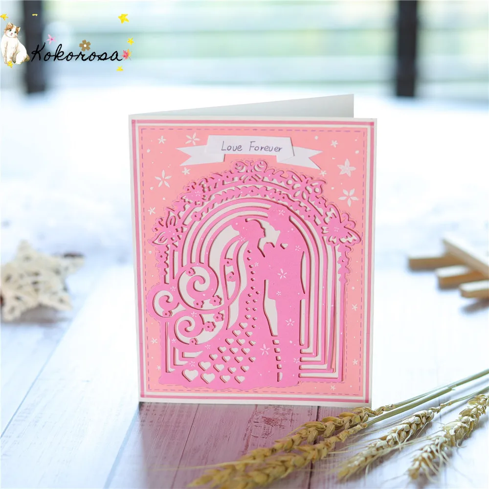  Kokorosa Craft Metal Cutting Die Bride and Groom Wedding Invitation for DIY Scrapbooking Paper Craf - 4000544095695