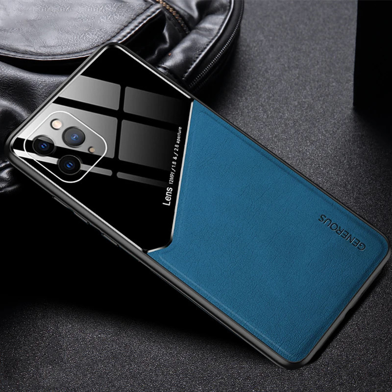 Ударопрочный автомобильный Магнитный чехол из искусственной кожи для iPhone 12 11 Pro