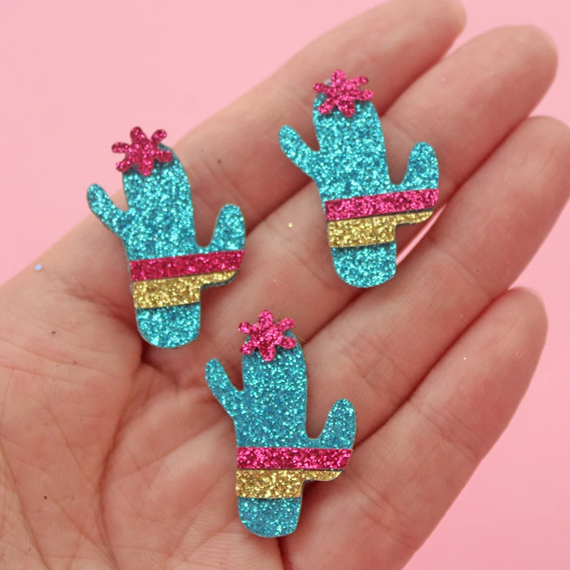 DIY 헤어 액세서리용 선인장 용품, DIY 헤어 클립 펠트, 공예용 반짝이 미니 아플리케, 넥타이 바느질 작업용, 20 개