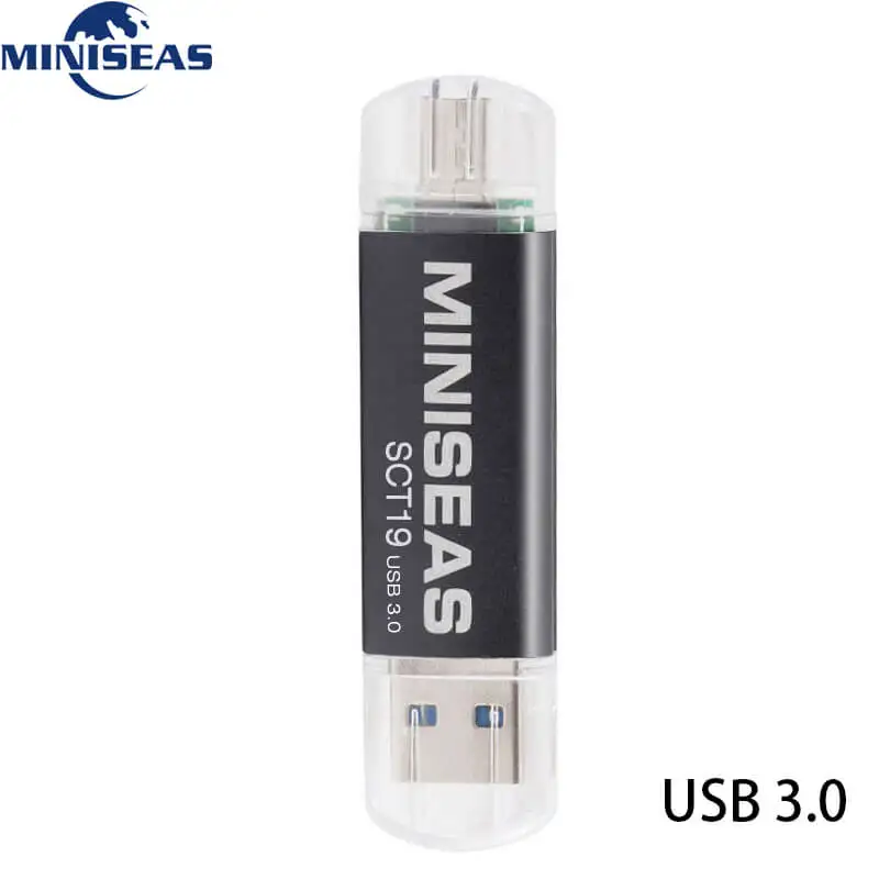 Usb 3,0 Miniseas OTG USB флеш-накопитель для смартфонов/планшетов/ПК 8 ГБ 16 ГБ 32 ГБ 64 Гб 128 ГБ флеш-накопитель высокоскоростной флеш-накопитель - Цвет: Black