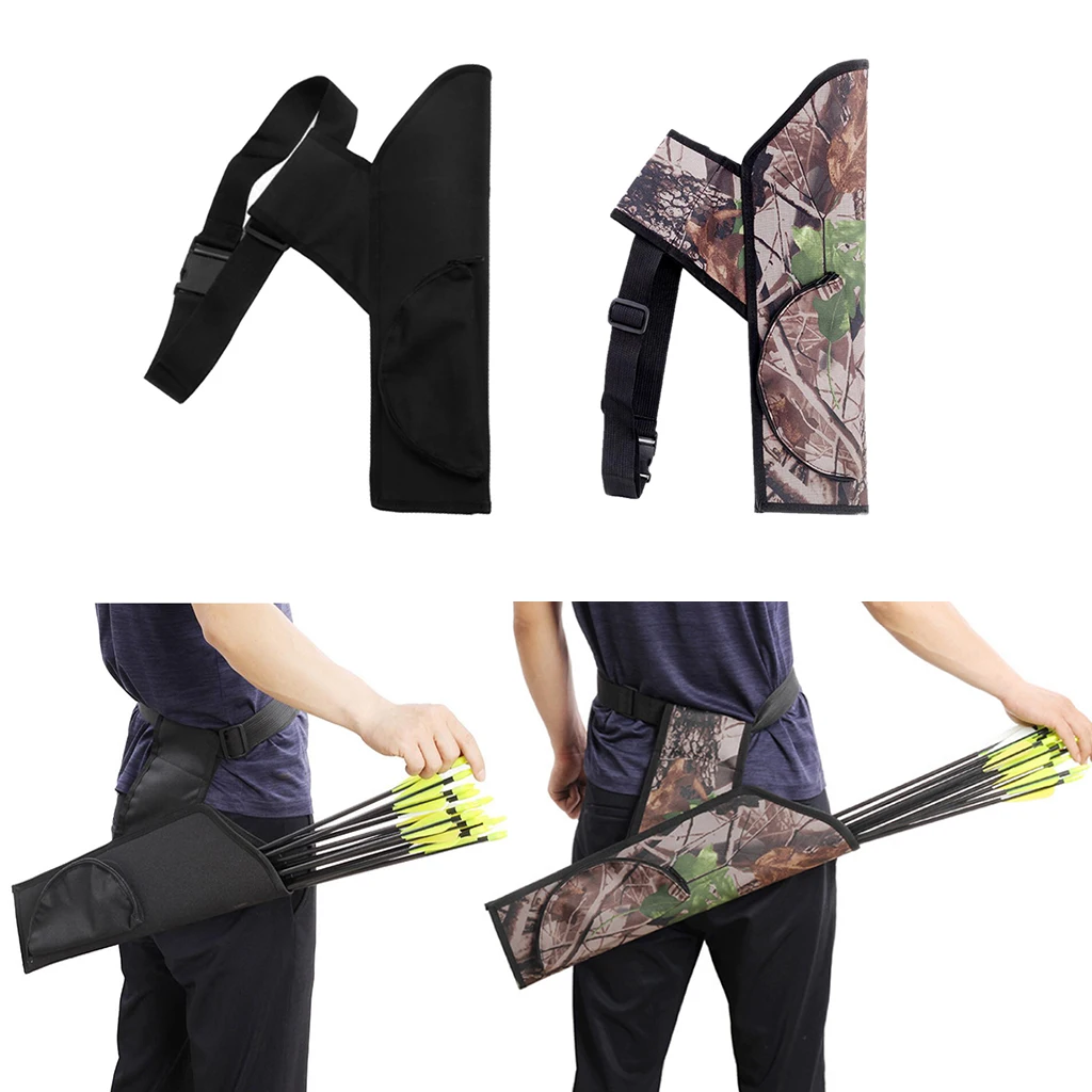 Wear Resistant Canvas Hunting Archery Quiver with Shoulder Strap for Back or Waist Use Adjustable Belt Hunting Accessories