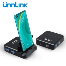 Unnlink Typ C Dock Station HUB 4K USB 3,0 TF SD 15W Ladung USB C Docking Station Adapter für S9 S10 S20 P20 P30 P40 Pro Dex