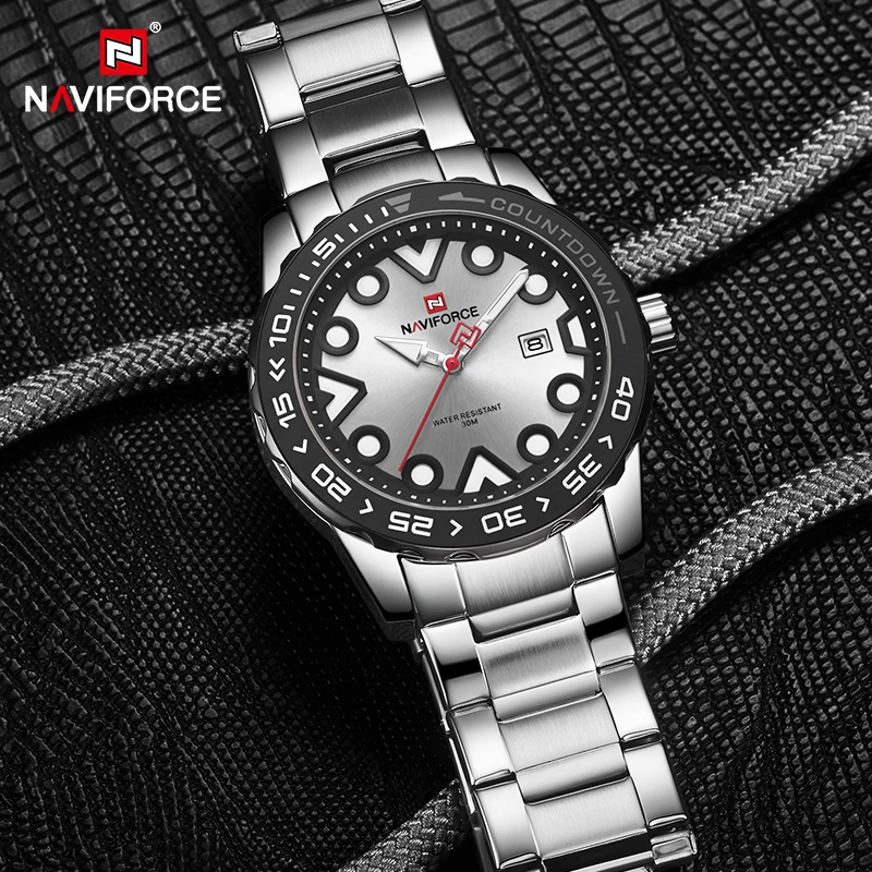Мужские часы, топ класса люкс, бренд NAVIFORCE, спортивные часы для мужчин, стальной ремешок, водонепроницаемые, кварцевые наручные часы, Relogio Masculino