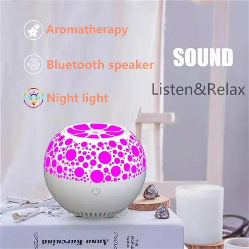 

New Creative Aroma Wireless Bluetooth Speaker Touch Colorful LED Night Light Subwoofer Speaker Aroma Essential Oil Diffuser