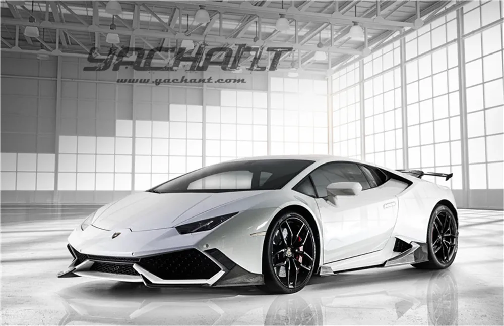 Углеродное волокно- Lamborghini Huracan LP610-4 Coupe Spyder MAD style Передняя губная лента