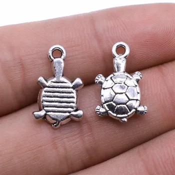 

WYSIWYG 8pcs 18x11mm Turtle Pendant Antique Silver Color Sea Turtle Charm Sea Turtle Pendant For Jewelry Making