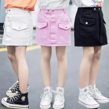

summer skirt for baby girls denim pants 3-13T girls new arrival solid skirt teenage shorts casual trouser for kids outfit skirts