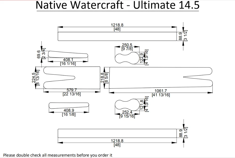NIC Watercraft-Ultimate 14,5 Каяк Лодка EVA настил КОВРИКИ НАБОР 1/4"