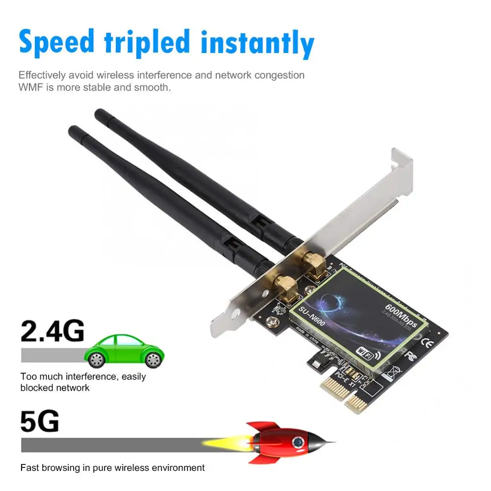 Двухдиапазонная 600 Мбит/с PCI E беспроводная сетевая карта 2 4G/5 ГГц Express 802 11 b/g/n Gigabit