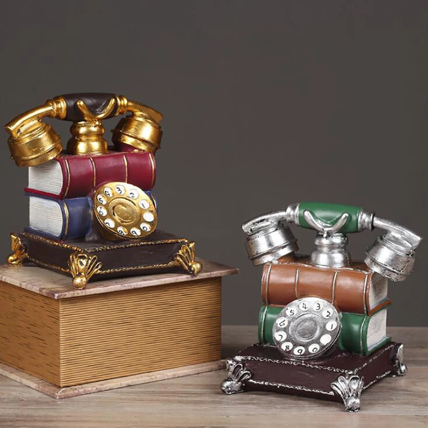 Artificial Telephone Ornament Vintage Telephone Model Resin Fake Book Phone Decoration Creative Home Retro Ornament Decorative Phone for Bar Office Desk