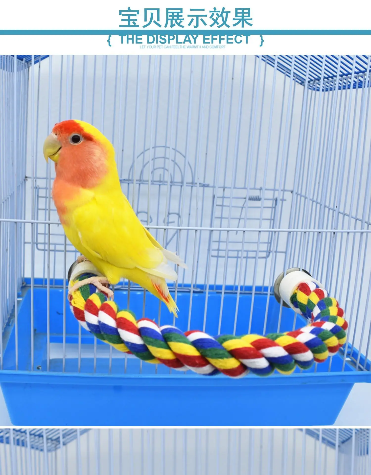 Perchoir En Corde Torsadée Coton Pour Oiseaux - Triangle, Rond Ou Droit - Pour Cage Et Transport