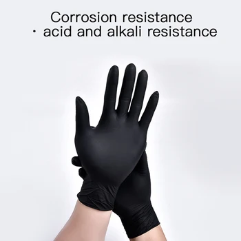 

100PCS Oil-proof Latex Glove Acid And Alkali-resistant Nitrile Black Linen Gloves Oil-resistant Disposable Nitrile Gloves