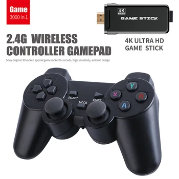 

HDMI 4K Game Stick Doubles Wireless Video Game Console Open Source System 32GB Free 3000 Games with 2.4G Wireless Controller