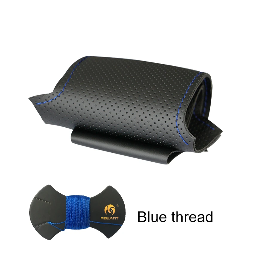 MEWANT черная искусственная кожа Чехол рулевого колеса автомобиля для BMW E90 E91 E92 E93 X1 E84 E87 E81 E82 E88 - Название цвета: Blue Thread