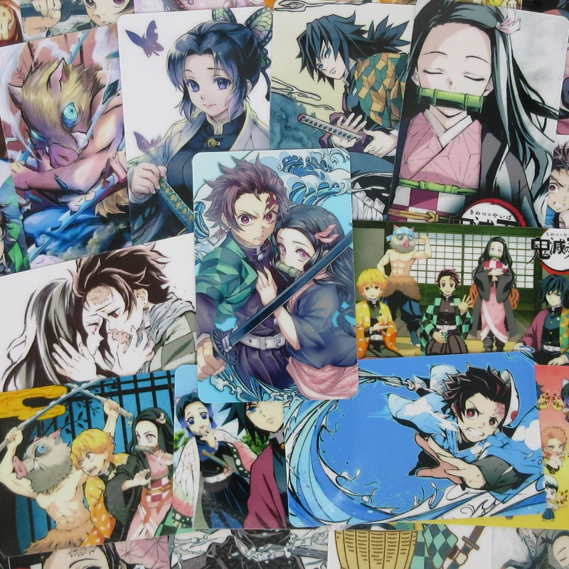 40 шт. наклейка с персонажами карт Kimetsu no Yaiba Tanjirou Nezuko Zenitsu Giyuu Shinobu Kochou аниме Глянцевая наклейка s