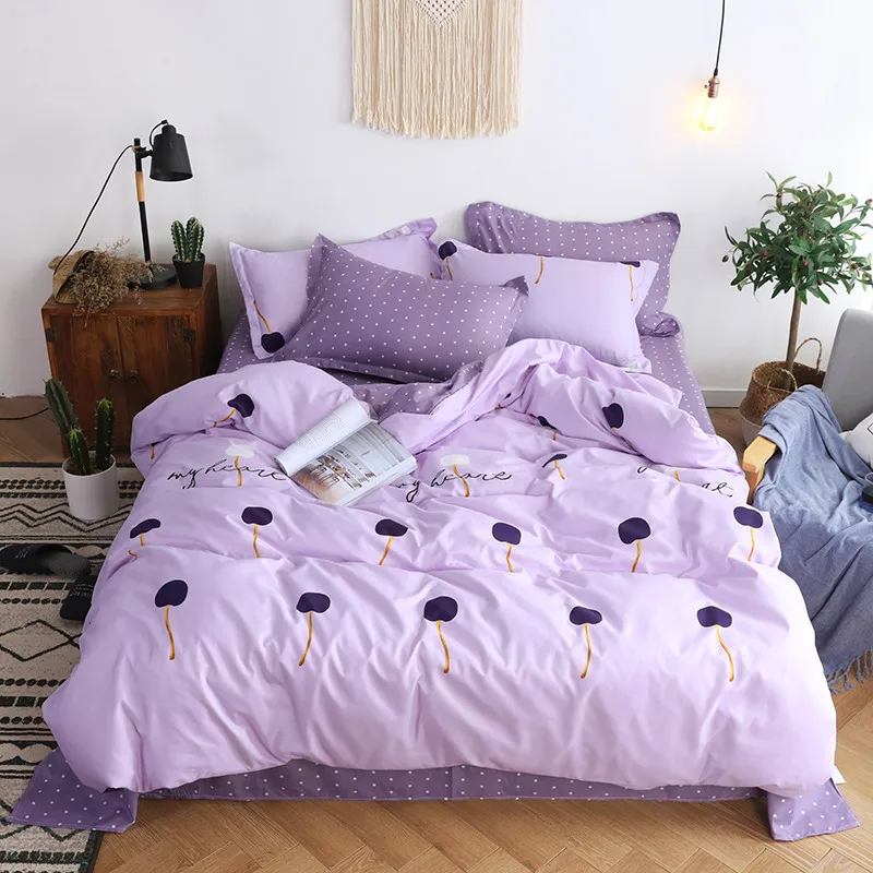 

Ouneed Purple Memory Bedding Set of 4 Pieces One Quilt Cover One Sheet Two Pillow Cases Four-Piece Quilt Cover, Purple Summons