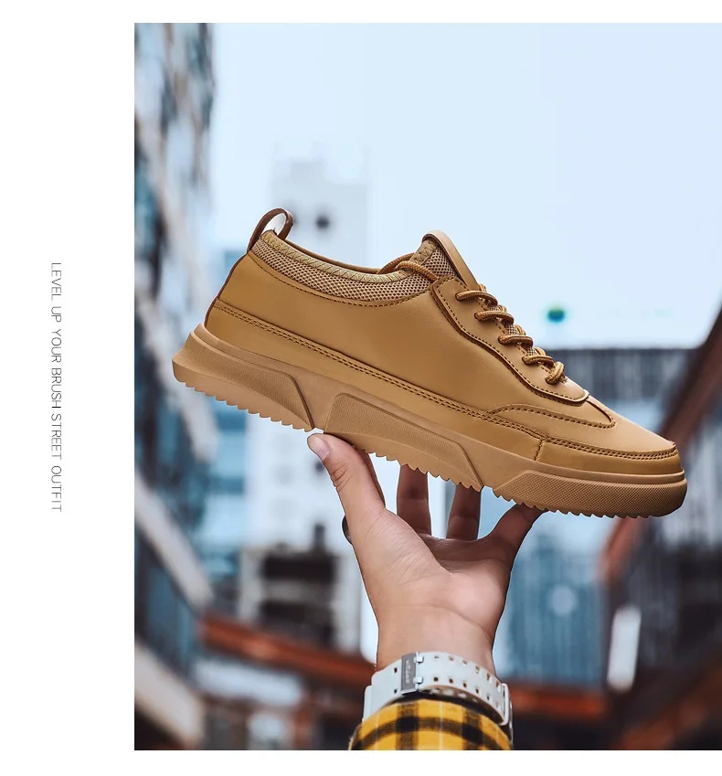 High Quality Men's Spring Autumn PU Leather Lace-Up Flat Casual Shoes White Black Fashion Light Breathable Male Sneakers