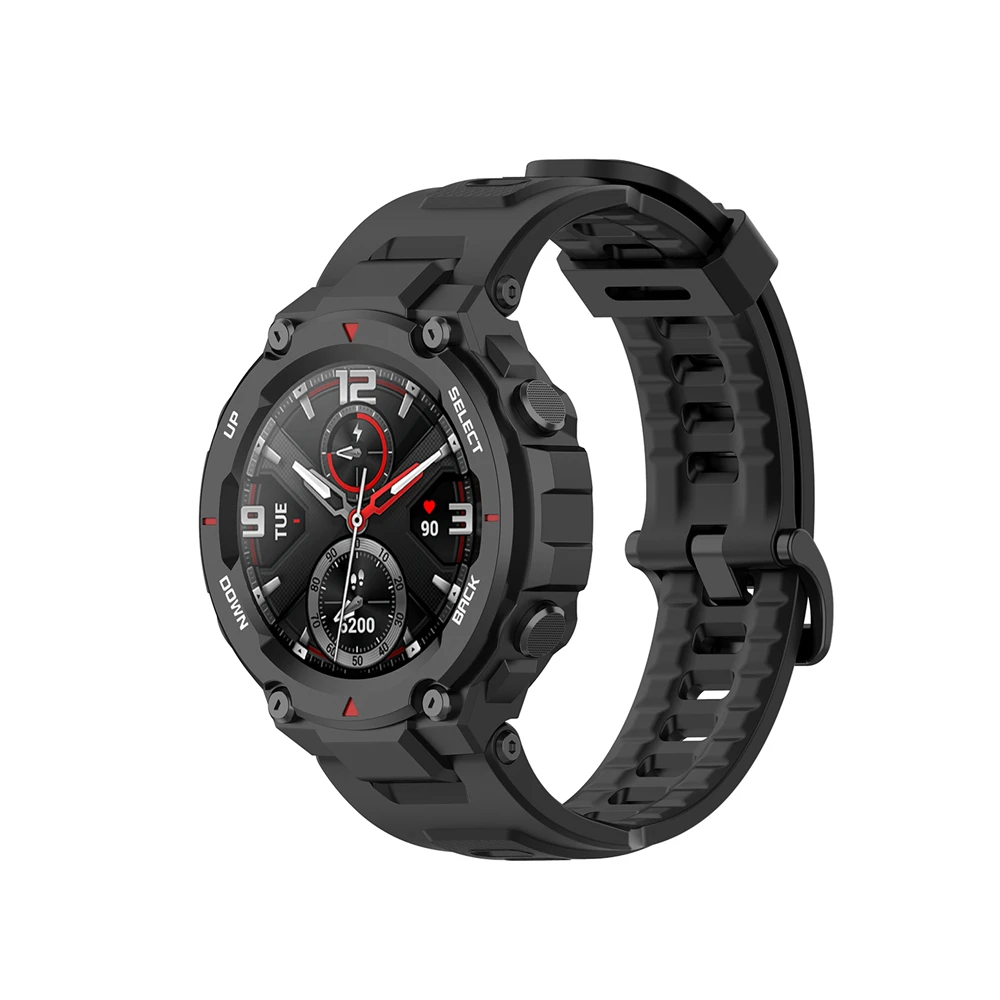 Replacement Strap For Huami Amazfit T rex Strap Silicone Watchband For Amazfit T-Rex/T-Rex Pro Strap With Black Protector Case