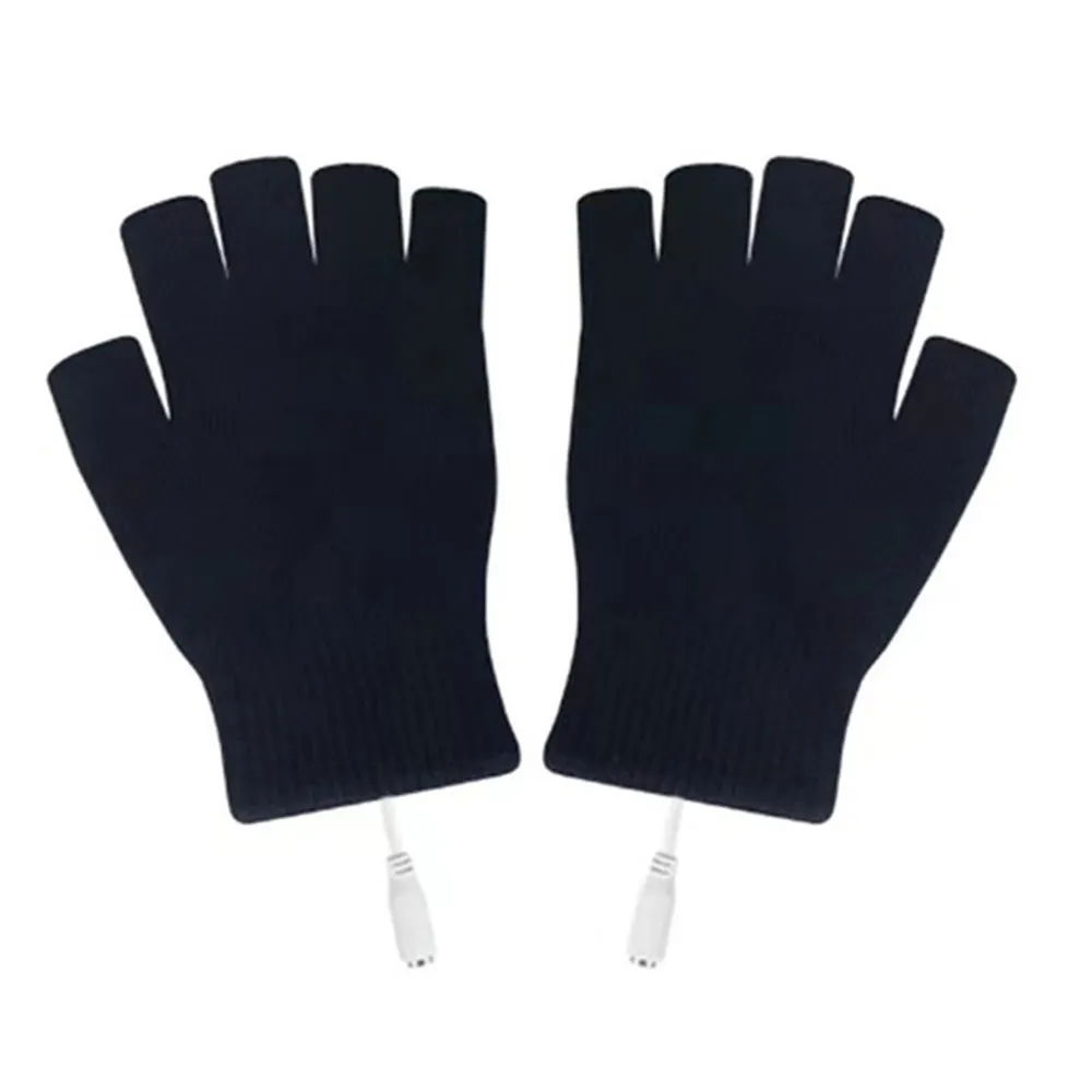 Вязаные теплые перчатки, зимние перчатки, 5 В, 4 цвета, вязаные перчатки с подогревом, дышащие, на батарейках, для езды на мотоцикле, спортивные, теплые перчатки - Цвет: All Black