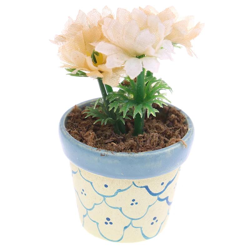 1:12 Doll House Miniature Fairy Garden Ornament Mini Potted Plant Flowers Pot DollHouse Decor Bonsai Model Kids Play Toys 17