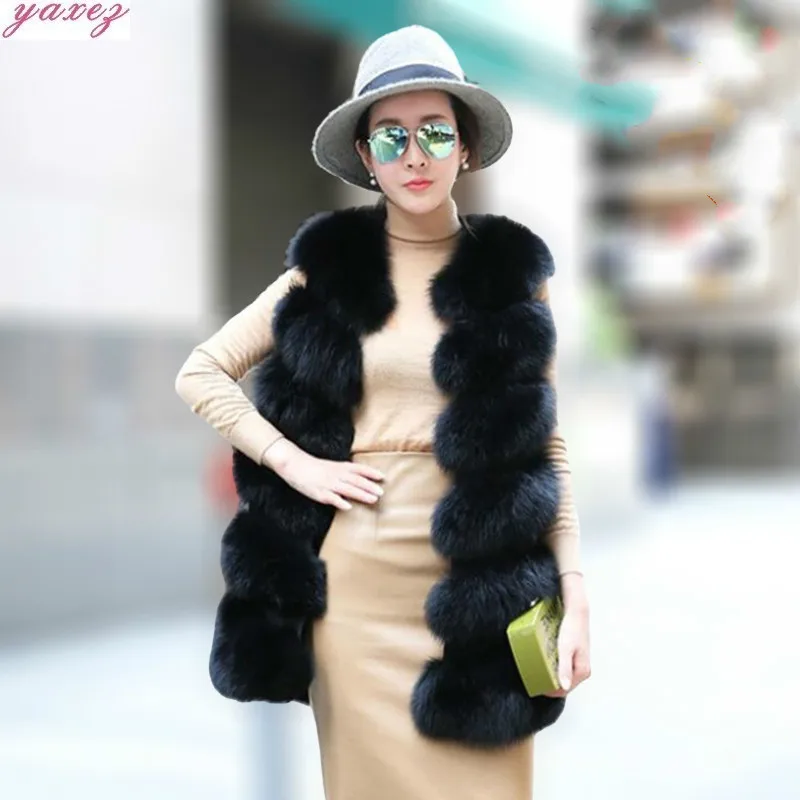 

2019 Fashion Faux Fur Vest Coat Women Casual Street Wear Fox Fur Jacket Waist coatPlus Size 3xl Sleeveless Teddy Coat Feamle