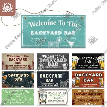 

Putuo Decor Backyard Bar Signs Wooden Signs Summer Beer Plaques for Backyard Home Wall Decor Bar Man Cave Wall Decoration Plates