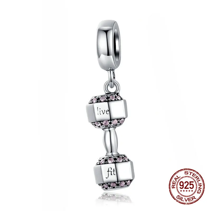 

fit Pandora bracelet charm necklace pendant 925 sterling silver original dumbbell charms for women luxury jewelry gift making