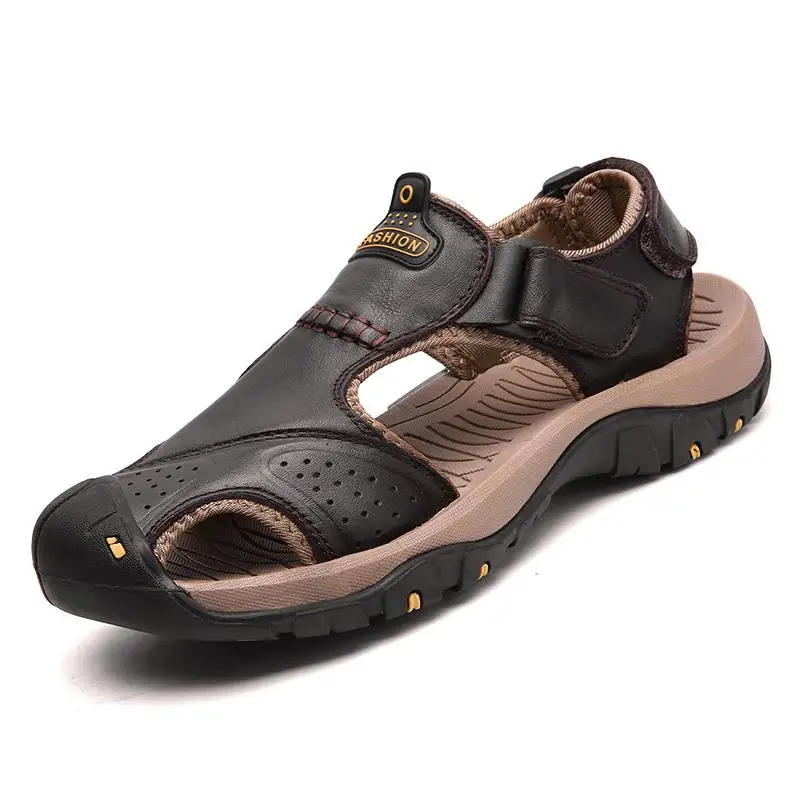 LettBAO Для мужчин пляжные римские сандалии мужские сандалии натуральный спилок, кожа Для мужчин повседневная обувь Вьетнамки Для мужчин