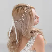TRiXY H47-s Pearls Wedding Headband for Bride Rhinestones Beading Hairpins Bridal Headpiece Wedding Hair Jewelry Accessories