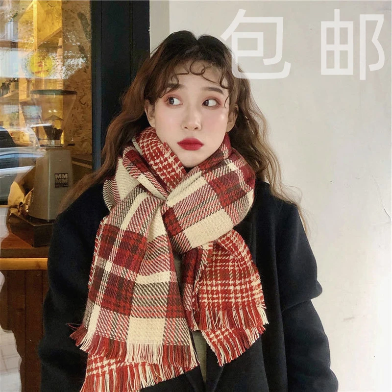 Grid Han Guodong gate bufanda de punto cálida para restauración de formas antiguas, Santa chaddar, Otoño e Invierno|Bufandas de mujer| AliExpress