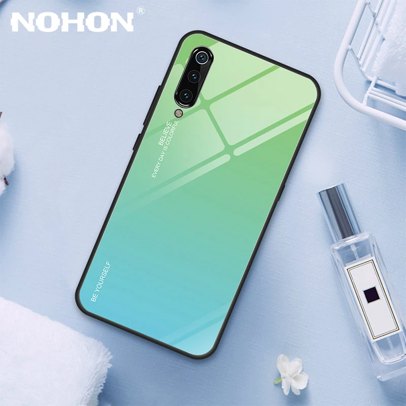 

NOHON Gradient Phone Case for Xiaomi Mi 9 SE 8 Lite A1 A2 6 Tempered Glass Cover for Xiaomi Mi 9T Pro Mix 3 Max 2S Pocophone F1