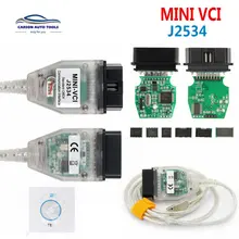 Frete grátis v13.00.022 mini vci para toyota tis techstream minivci com chip ft232rq j2534 minivci obd2 cabo de diagnóstico