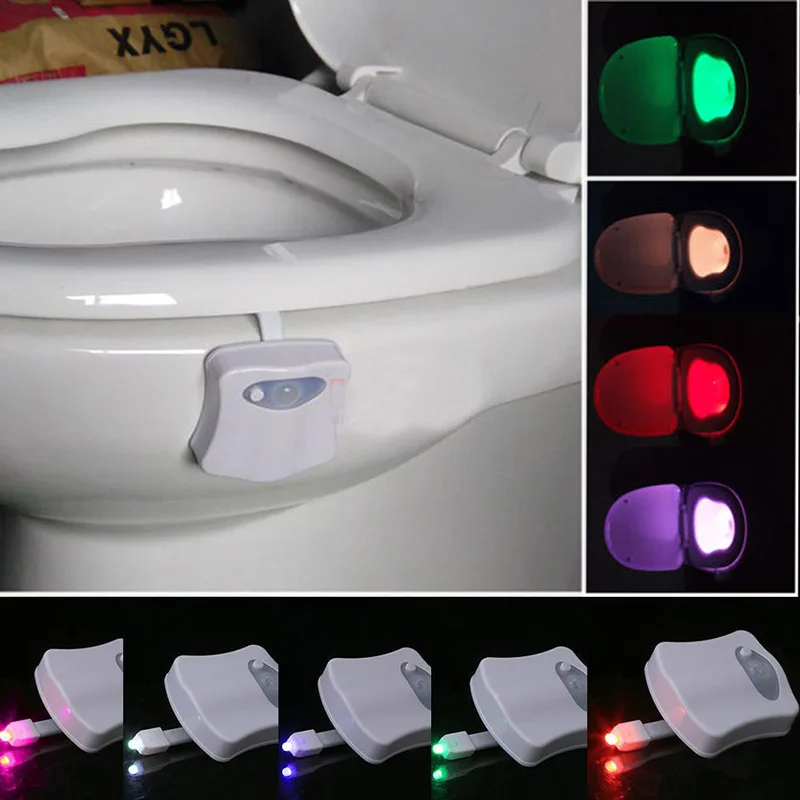 Светодиодные лампы для туалета ночник датчик 8 цветов человеческий дом и