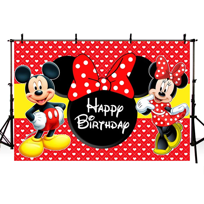 Vinyl Mickey Minnie Gender Reveal Party Backdrops Custom Children Birthday Party Backgrounds Photocall Banner 220x150cm