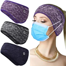1 pçs moda 2 em 1 orelha muffs mais quente bandana com botões de cobertura completa esportes bandana para fitness ao ar livre correndo sweatband