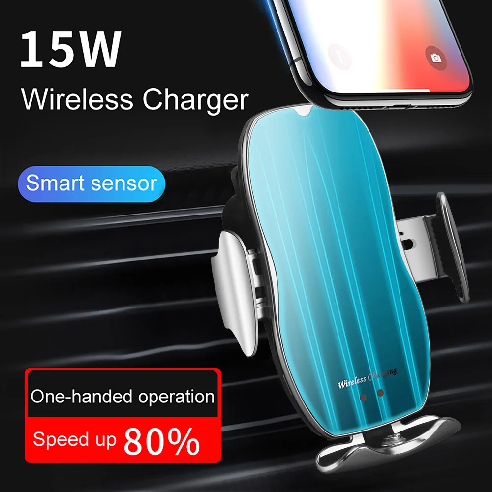 Автомобильное беспроводное зарядное устройство 15 Вт для Samsung S20 S10 iPhone 12 11 XS XR 8