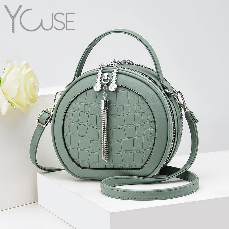 YOUSE Shoulder Bag Women Round Luxury Handbags Ladies Crossbody Bags For 2020 Circle Tassel Sac A Main | Багаж и сумки