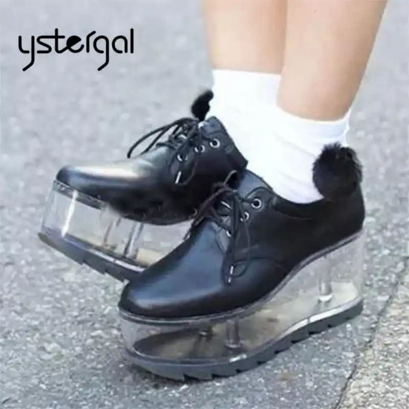 clear bottom platform shoes