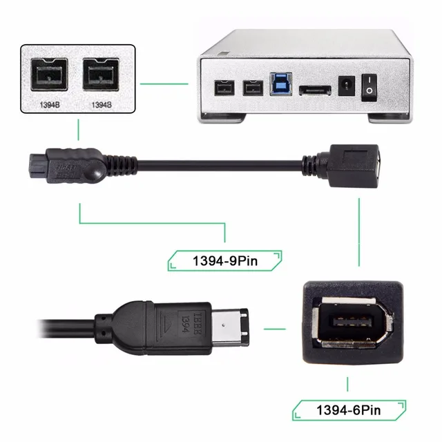 1394 Ieee1394 Female To 1394b Male Firewire 400 To 800 Adapter Cable 10cm 0.1m - Pc Hardware Cables & Adapters - AliExpress