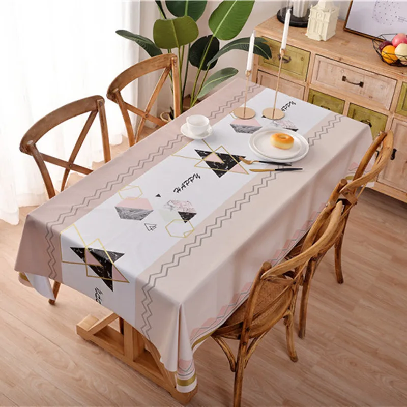 

PVC Cute Decorative Tablecloth Printed Thick Waterproof Oilproof Rectangular Easy Clean Wedding Table Cover Dining Table Cloth