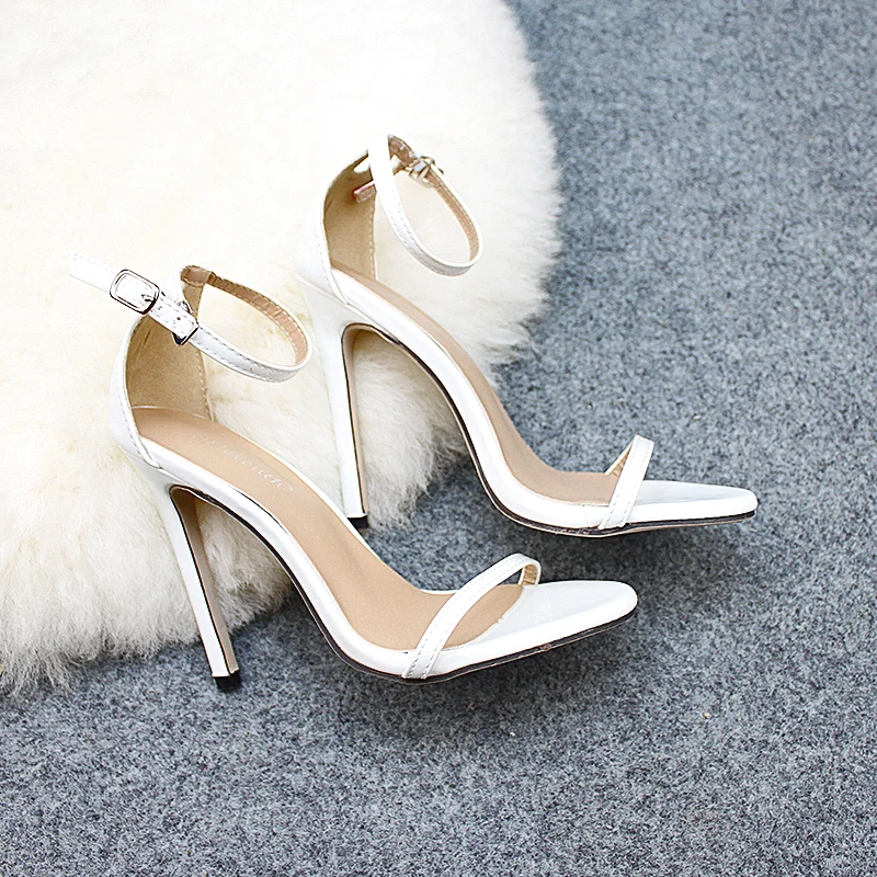 Новые летние женские туфли-лодочки на высоком каблуке; удобная женская обувь; женские босоножки с пряжкой; пикантная обувь для вечеринок; женская обувь на каблуке; большой размер 43 - Цвет: Белый